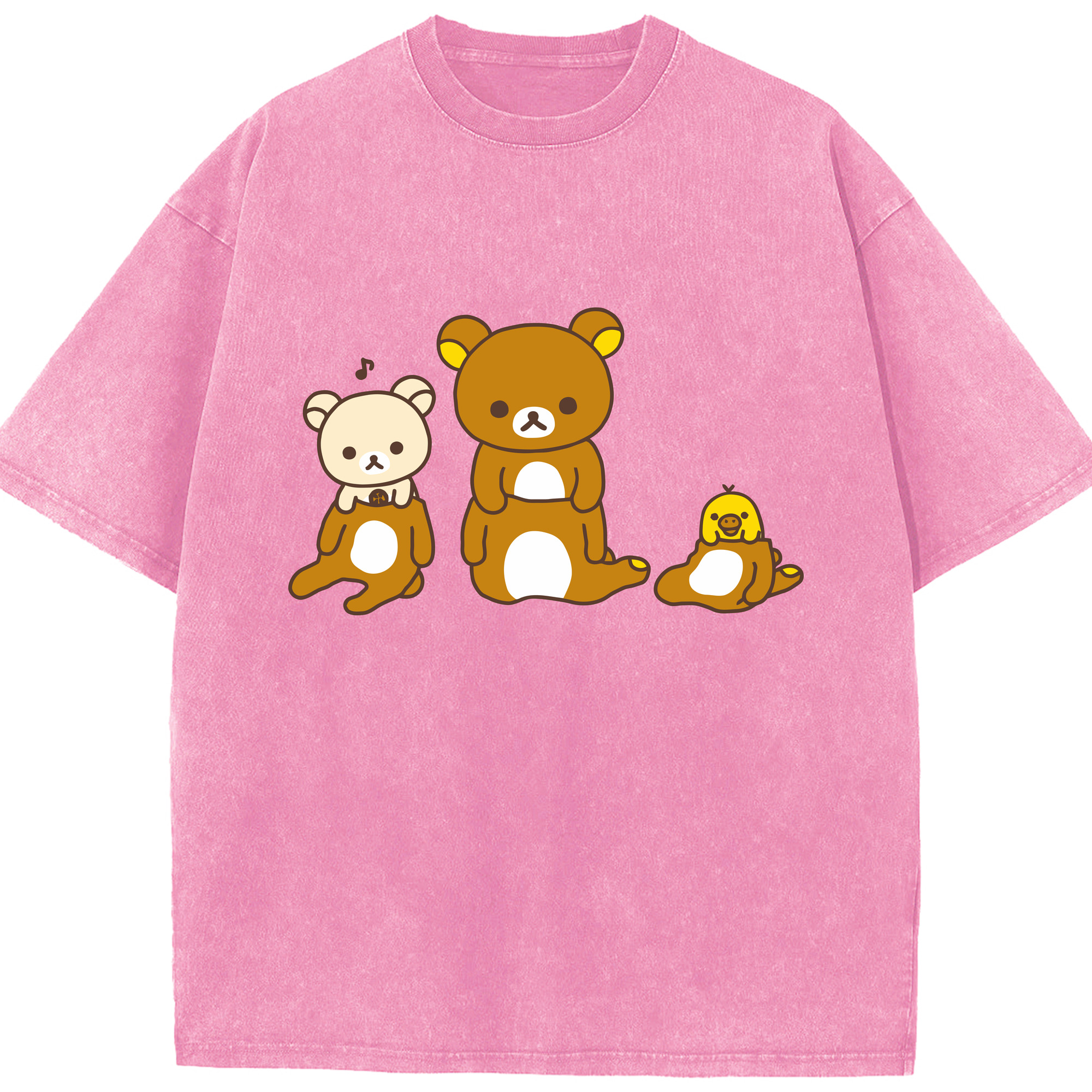 （画像用） リラックマ リラックマ キイロイトリ Rilakkuma Korilakkuma Kiiroitori 綿100% ヴィンテージ風 半袖Tシャツ（フロントプリント）